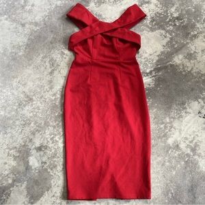 Saints + Secrets Red Off The Shoulder Cocktail Evening Dress Women Size Medium